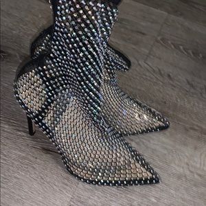 Rhinestone Transparency Sock Heel